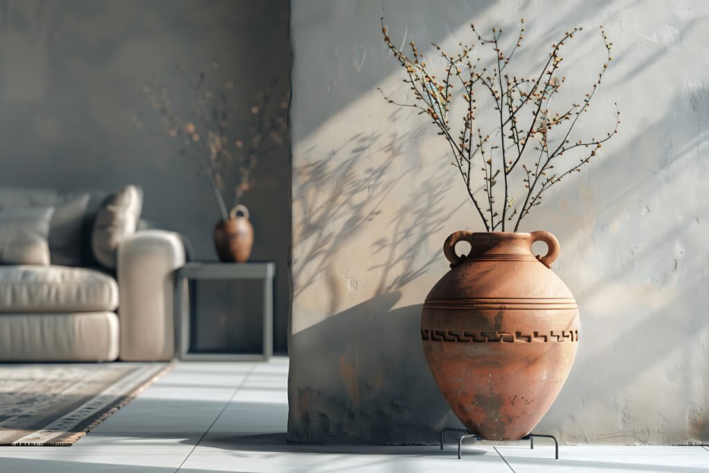 ancient pottery vessel with retro design